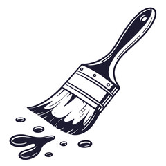 Dark blue paintbrush with wet paint splatters vector