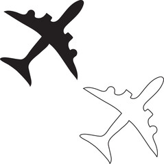 Silhouette and Outline Airplane Designs, Aviation and Air Travel Symbolism, Simple Yet Striking Visualizations for Various Applications and Creative Projects