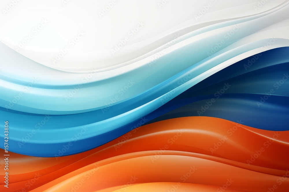 Aufkleber Smooth, flowing lines in shades of blue and orange create a dynamic and visually appealing abstract background