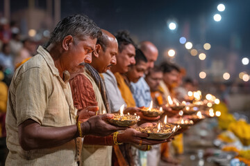 Obraz premium ganga aarati at varanasi