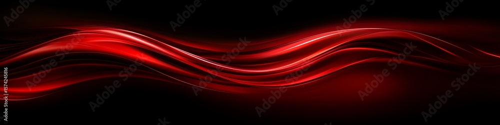 Aufkleber artistic digital illustration of fluid red waves on a dark backdrop with dynamic gradient effects