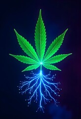 Psychedelic weed leaf vibrant lights dark high resolution picture