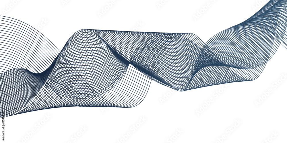 Poster abstract blue gradient stripe wave vector minimal technology line curve pattern motion digital mesh.