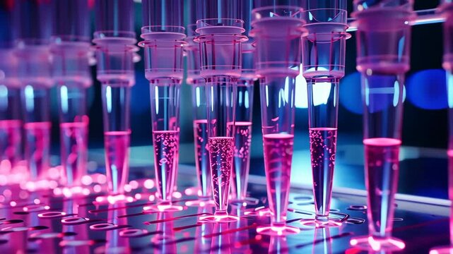 Selective focus. Laboratory equipment used for accurate liquid dispensing