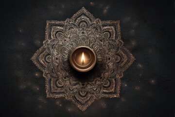 Fototapeta premium mandala design with oil lamp