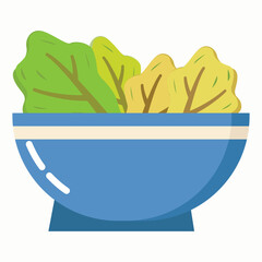 Green Salad in Blue Bowl Illustration