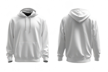 Blank white hoodie, front and back views (15)