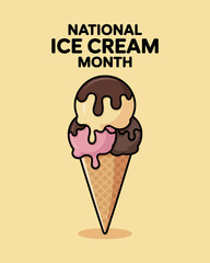 National Ice Cream Month with Ice Cream Cone Design
