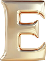 Golden Letter E with Shiny Metallic Finish
