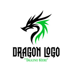 Obraz premium Fierce Black Robot Dragon Logo with Neon Green for Modern Fantasy Branding and Identity 