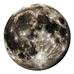 Earth satellite globe isolated on transparent background. Cratered moon satellite png.