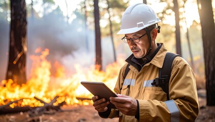 Forest fire responder using tablet