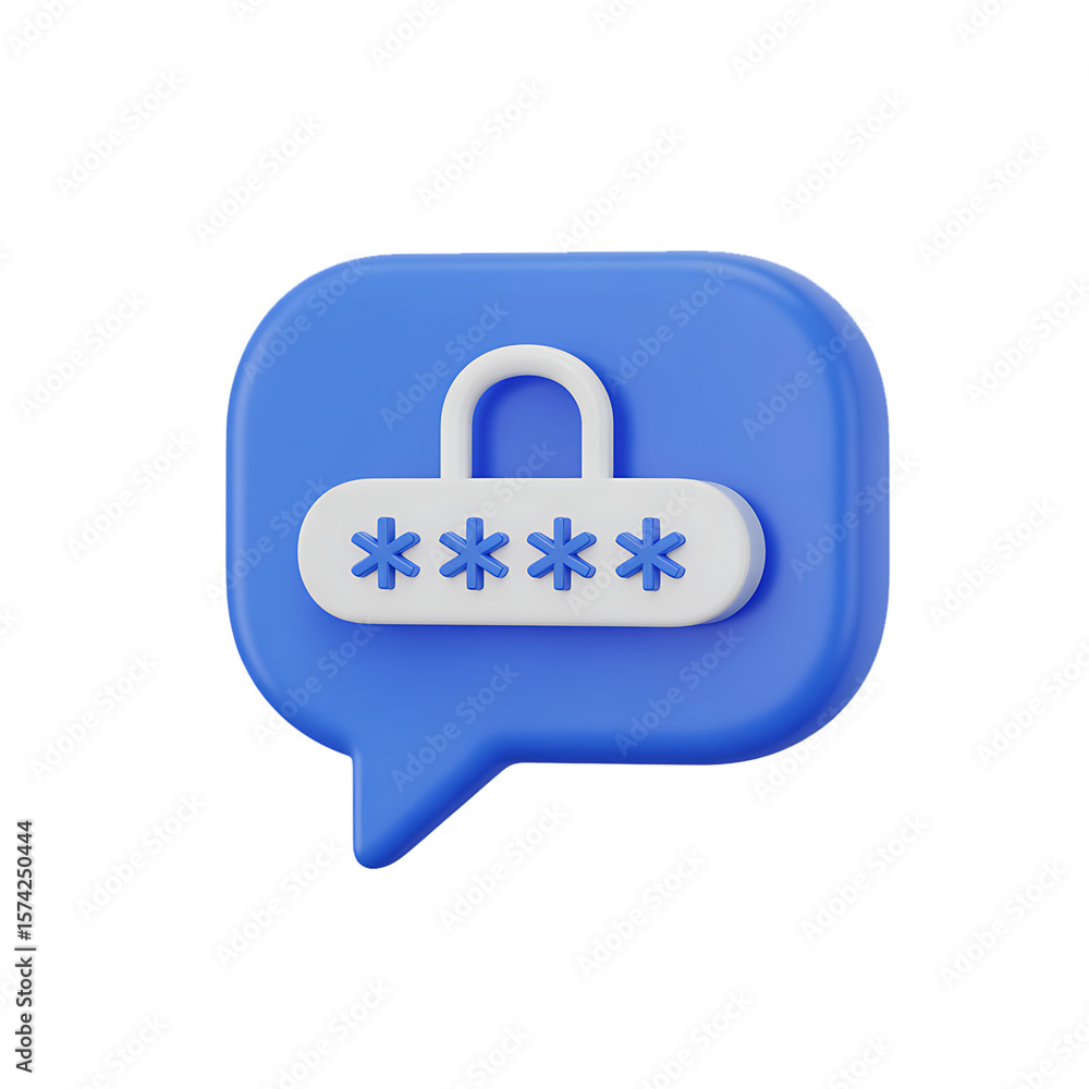 Poster password protected chat bubble icon on transparent background