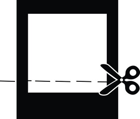 Scissors Cutting Photo Frame Vector Illustration

