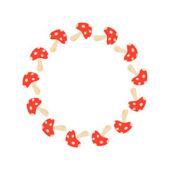 Autumn wreath with mushrooms