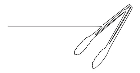 the continuous line art of a food tongs
