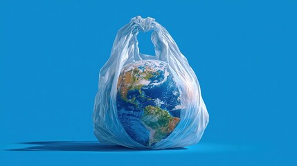 Globe Enveloped in a Plastic Bag, Symbolizing Environmental Pollution and the Need for Earth Day Awareness and Plastic Reduction Initiatives