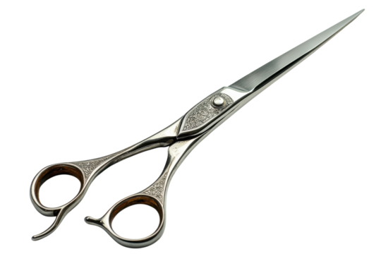 Detailed silver scissors art elegance precision cutting tool stylist hair salon barber sharp