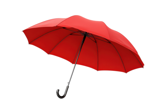 Vivid Red Umbrella Open Protection Rain Weather Accessory Isolated Studio Shot Photography Design - Powered by Adobe