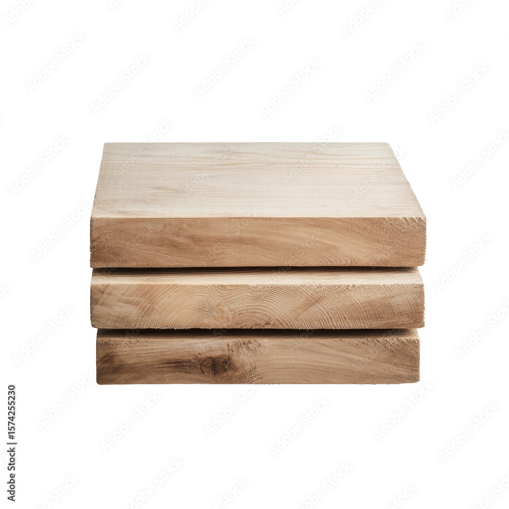 Aufkleber stack of three wooden planks with natural grain pattern on the surface and rough edges
