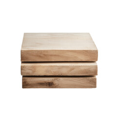 Stack of three wooden planks with natural grain pattern on the surface and rough edges