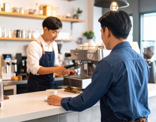 Fototapeta premium Man Ordering Coffee At Coffee Shop Counter