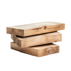 Stack of three wooden planks in focus with detailed grain patterns and natural brown tones