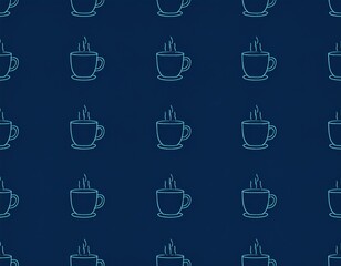 Repeating Pixel Art Coffee Cups Pattern