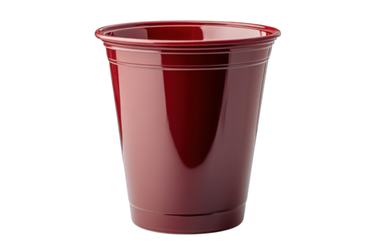 Red plastic cup party drink single use solo container object dark background isolated still life