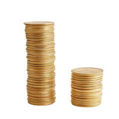 Tall and short stacks of golden coins gold coins wealth