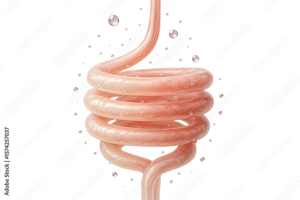Poster human digestive system abstract isolated on transparent background with bubbles