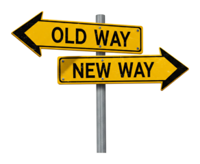 黄色の道標 新旧二つの道