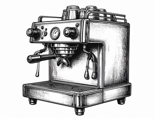 Vintage Espresso Machine Illustration