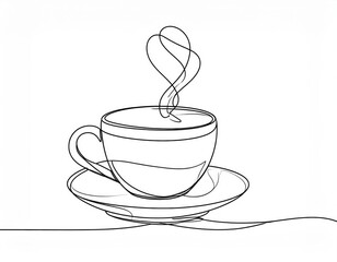 Simple Line Art Coffee Cup Illustration