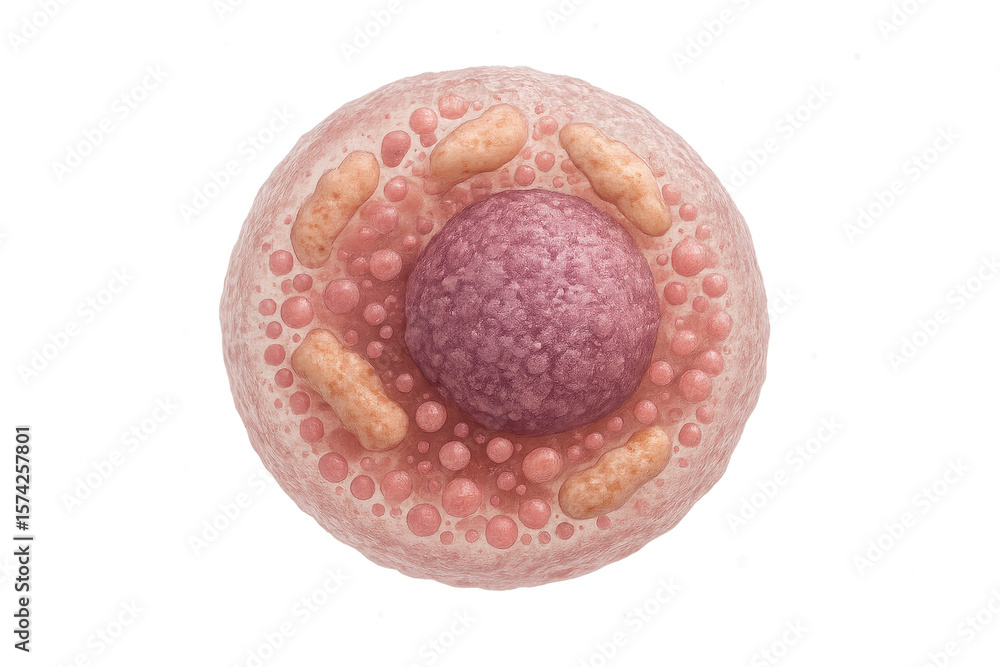 Poster detailed 3d rendering of an animal cell structure isolated on transparent background