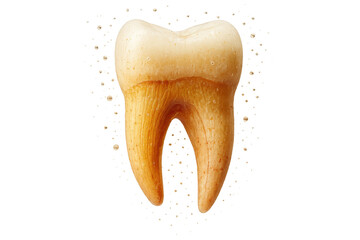 A human molar with decay isolated on transparent background, detailed medical