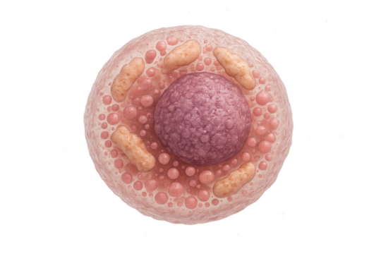 Detailed 3D rendering of an animal cell structure isolated on transparent background