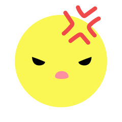 感情表現顔アイコン　怒る　ベクターイラスト