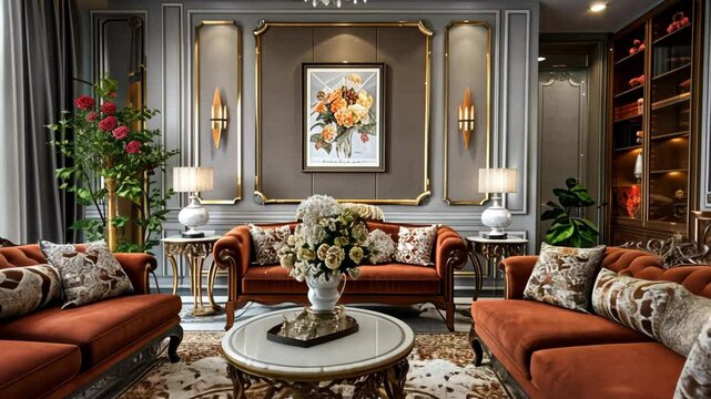 Selective focus. Modern interior with classic elements and elegant details