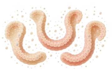 Human intestinal villi anatomy illustration, isolated on transparent background.