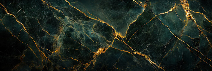 Elegant emerald green marble texture with striking gold veins and rich, glossy mineral patterns, luxury stone background