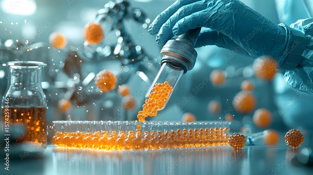 Poster autonomous robotic arms handling and scanning dna samples within a sterile high tech laboratory envi
