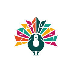 Abstract Geometric Turkey Illustration for Thanksgiving