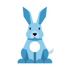 Geometric Blue Rabbit Illustration