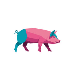 Geometric Pig Illustration: Modern Farm Animal Art