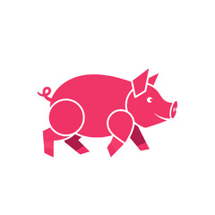 Stylized Pink Pig Illustration: Farm Animal Icon