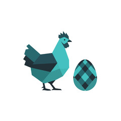 Geometric Chicken and Egg: Modern Farm Icon
