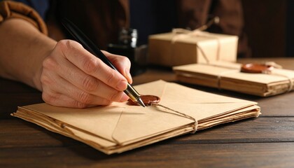 Hand Writing Letter With Fountain Pen
