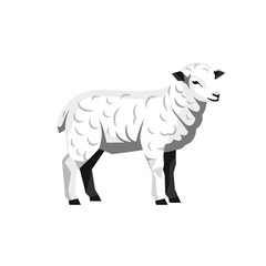 Geometric Sheep Illustration on White Background