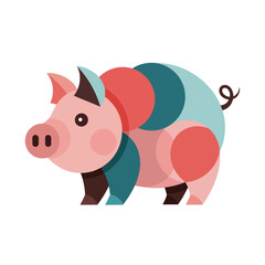 Geometric Pig Illustration: Modern Farm Animal Art